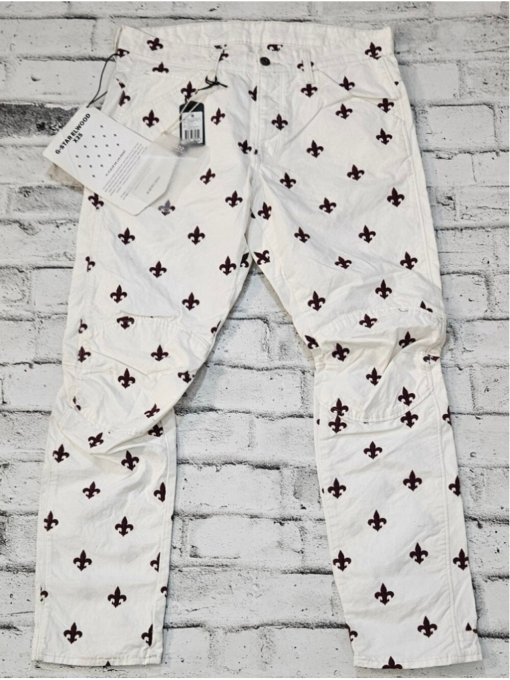 G Star Raw Elwood X25 Pharrell Fleur De Lys 3D Tapered Pants NWT 34x32